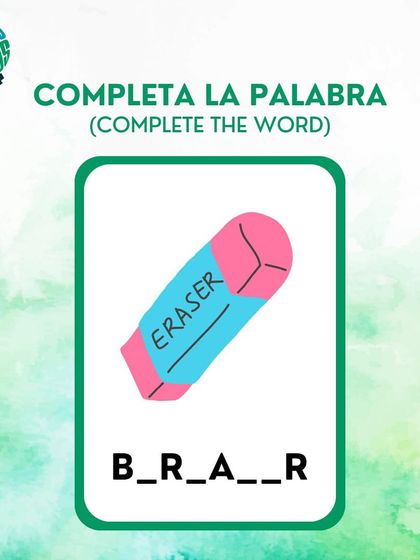 Can you complete the Spanish word for eraser? The word is 'B_R_A__R'. Fill in the missing letters.