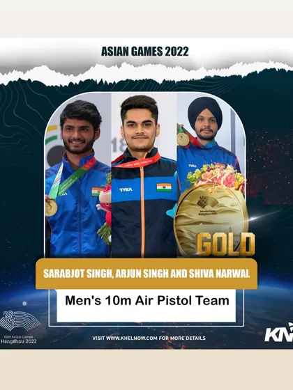 Gold for India at the Asian Games 2022. Our Men's 10m Air Pistol Team, including my student Sarabjot Singh, delivered a winning performance, showcasing their precision and teamwork on an international platform.