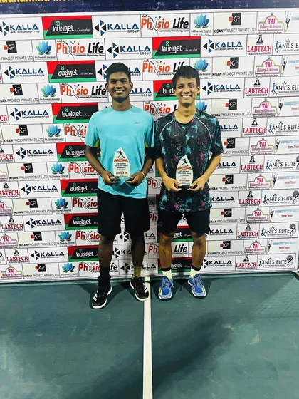 Our doubles finalists at the 2.5 lac Men's tournament. The experience of playing in high-stakes matches is invaluable.