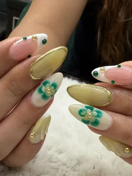 A trendy Ghibli-inspired art set with 3D flowers and a unique color combination.