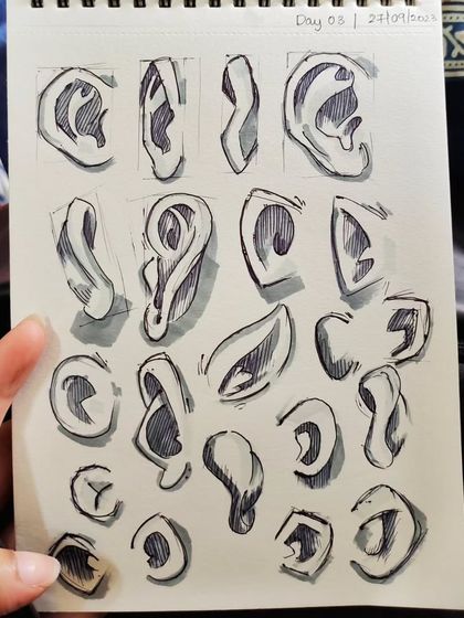 More ear sketches from my practice book.