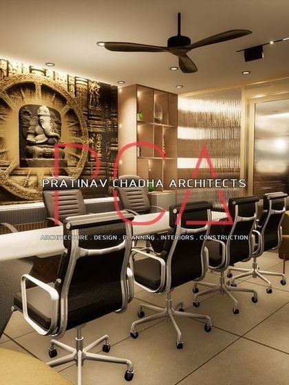 A render showing the full conference setup with the Ganesha mural as the backdrop.