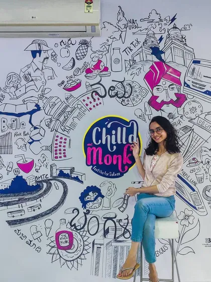 This circular doodle for Chilld Monk ice cream in Jayanagar is a love letter to Bangalore. We packed it with fun illustrations of everything that makes our city special, creating a great backdrop for customers.