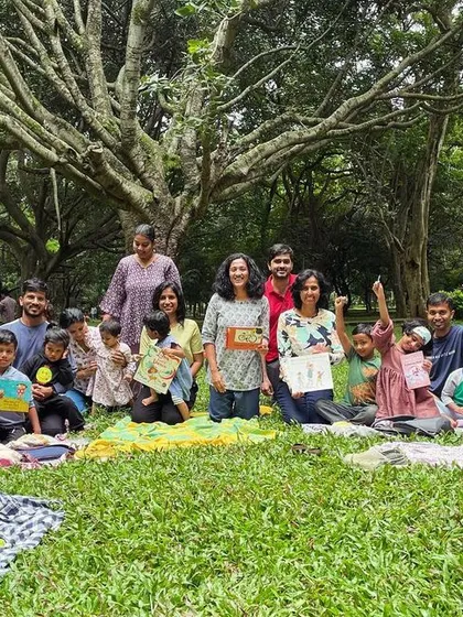 Our story circle is a community. This is a snapshot of the wonderful families who gather with us, sharing stories, laughter, and the simple joy of being outdoors together. Everyone, from kids to parents and grandparents, is a part of our tale.