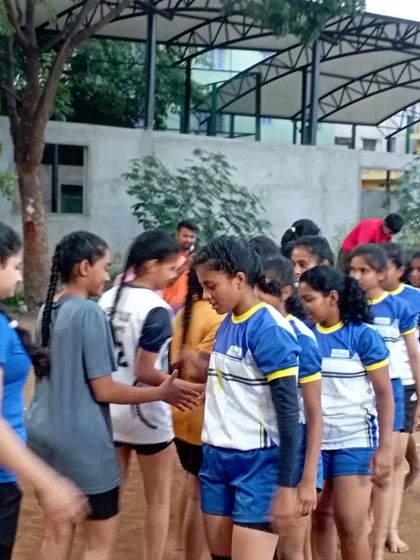 Sportsmanship is a core value. Our girls' teams shaking hands after a competitive and spirited practice match.