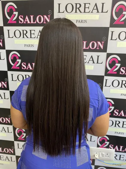 Perfectly straight and healthy hair after a treatment session. I ensure the final result is not just straight, but also looks and feels nourished.