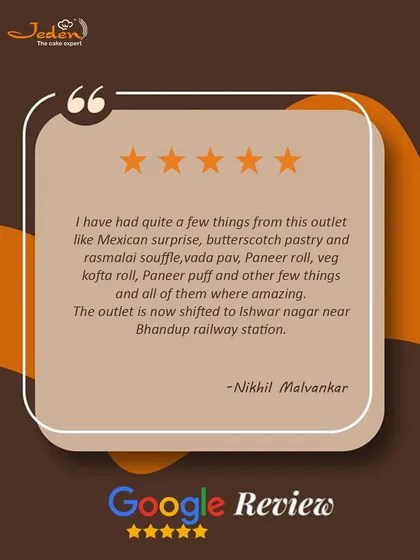 We are so proud to receive feedback like this. This wonderful review from Nikhil Malvankar highlights some of our savory favorites, including the Vada Pav and Paneer Roll, confirming that our snacks are just as loved as our cakes.