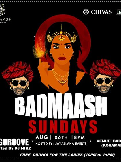 A poster for 'Badmaash Sundays' in August, another popular weekend event I headline.