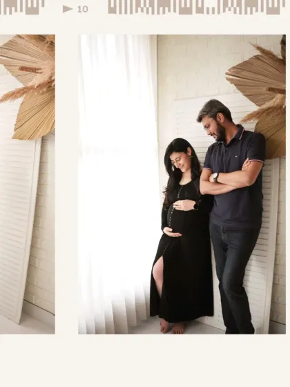 A quiet moment between a couple during their at-home maternity session. The natural interaction and familiar setting create a truly authentic portrait.