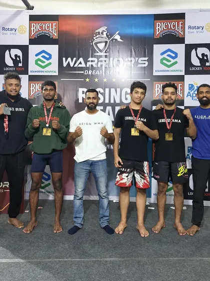 Our young amateur team after a brilliant 4-1 run at the Warriors Dream Series. This picture captures the success of the night, with wins by TKO, submission, and decision.