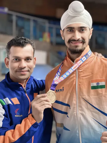 With my coach, Aniket sir, after securing the gold. His guidance has been instrumental in my journey.