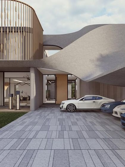 The covered parking at Celestia is integrated into the fluid design of the ground floor. This practical feature is seamlessly blended with the home's sophisticated aesthetic, showcasing our holistic approach to design.