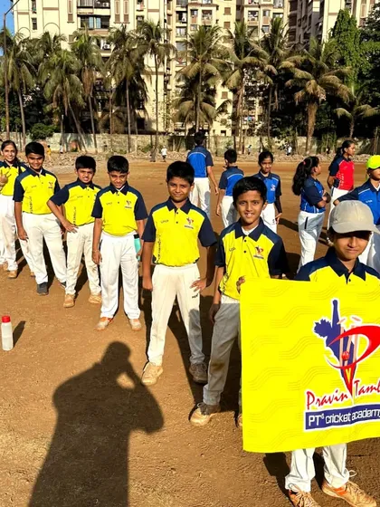 The U-10 Yellow Team, showing off their team colors. The PTPL is a highlight of the year for these young cricketers.
