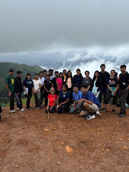 A happy group photo from our Netravati trek. We welcome everyone, from solo travelers to families, creating a friendly and safe trekking community.