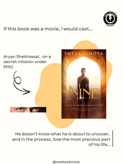A graphic introducing the male lead of 'Nine,' Aryan Shekhawat, a secret agent who is about to uncover a shocking truth.