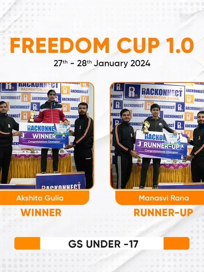 The winners of the Girls Singles Under 17 category at our Freedom Cup 1.0 tournament. We take pride in celebrating the champions who emerge from our events.