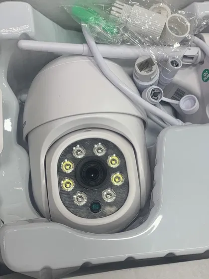 This is a Wireless PTZ (Pan-Tilt-Zoom) camera from Carecam Pro, featuring multiple LEDs for powerful night vision in full color.