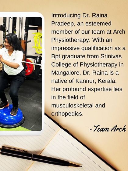 Dr. Raina demonstrating a balance exercise on a BOSU ball. Her expertise in orthopedics helps clients regain stability and function safely.