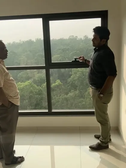 Our Principal Architect conducting a quality inspection for a client's apartment before handover from the builder. We provide consultation services to ensure the final product meets all quality and design standards.