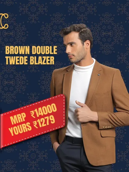 Yes, you're seeing that right. A classic brown tweed blazer, originally priced at ₹14,000, can be yours forever for just ₹1279. This is why we say, why rent when you can own?