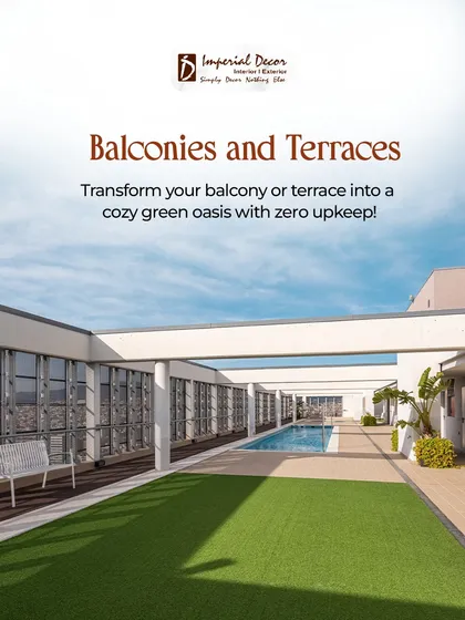 You can transform a concrete balcony or terrace into a cozy green oasis with zero upkeep. This poolside terrace uses our artificial grass to create a soft, clean, and inviting environment.
