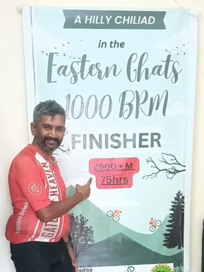 A huge congratulations to Prasad for finishing the Eastern Ghats 1000K BRM. This challenging route, organized by Coimbatore Cycling, involved climbing all major hills in Tamil Nadu with 8,600 meters of elevation gain.