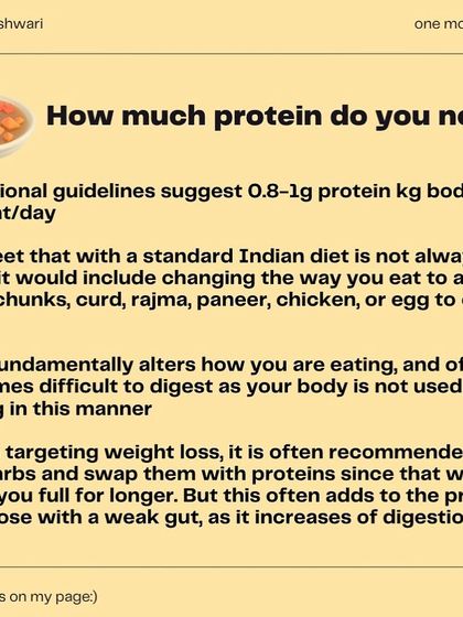 This infographic series tackles the viral claim that "dal is not a protein." I break down the nutritional facts, the importance of cultural context, and why labeling foods as just "carbs" or "protein" strips them of their true value. Ultimately, your digestion and the overall balance of your diet matter more than macronutrient labels.