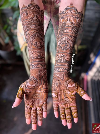 A beautiful bridal design with a focus on the Varmala ceremony, framed by intricate arches and traditional motifs.