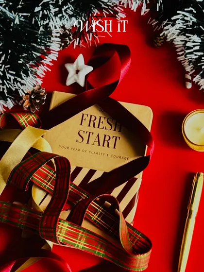 My "Reset Kit" also makes a wonderful Christmas gift, styled here with festive ribbons and decor. It's a gift of intention for the new year ahead.