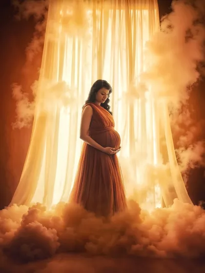 A truly magical shot of our Copper gown. The "clouds and light" effect in our studio creates a divine and ethereal atmosphere.