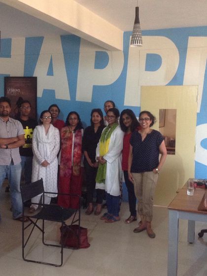 Commissioning editor Ajitha G.S. from HarperCollins India in discussion with our Season 3 writers. We focus on making things happen for our writers.