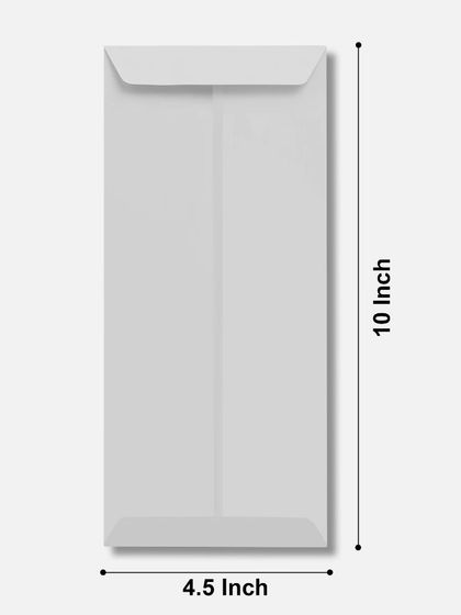 A clear and simple infographic showing the dimensions of an envelope (10 Inch x 4.5 Inch). This practical information prevents customer confusion and reduces returns.