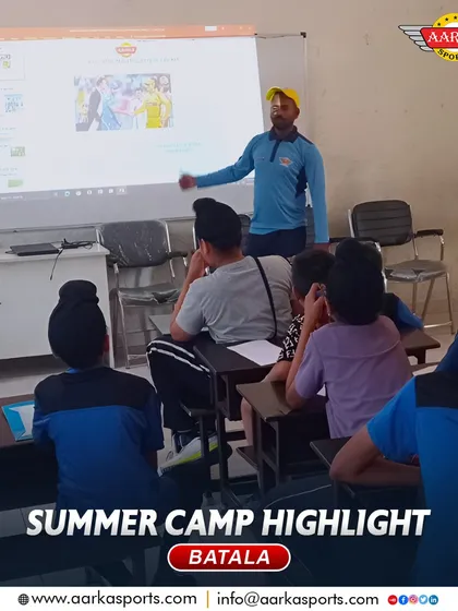 A classroom session in progress at our Batala summer camp. We believe in educating our players about all aspects of the game.
