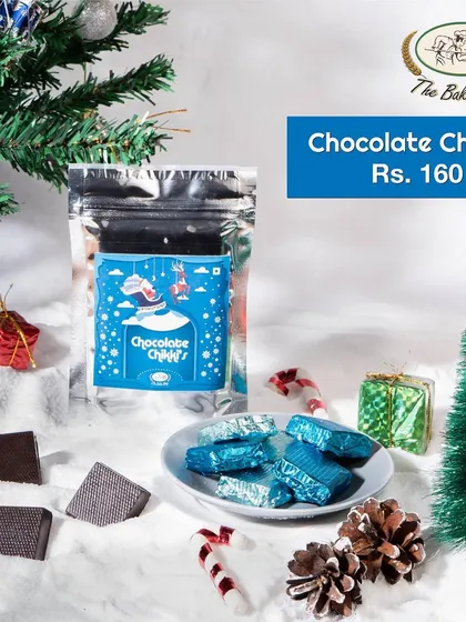 A pouch of our Chocolate Chikkis, a unique and delicious item to include in your Christmas gift hampers. The combination of crunchy chikki and rich chocolate is irresistible.