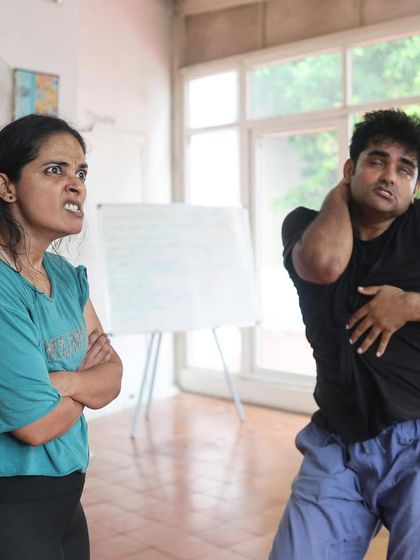 A moment of conflict during a "Gretel" rehearsal.