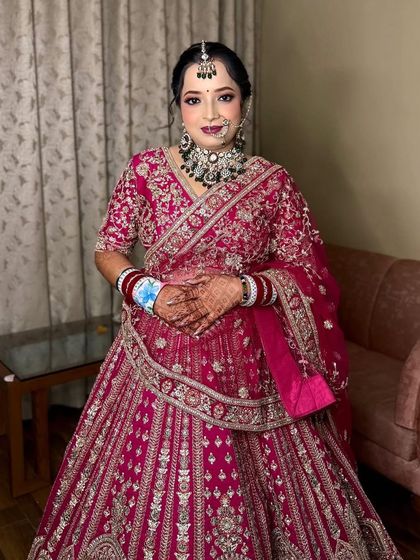 A full-length view of my beautiful bride. Her smile shows how happy she is with her final look.