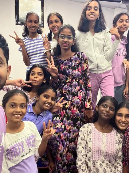 More happy faces from our Purple-themed Navratri day. The students' enthusiasm for these cultural events is what makes them so special.