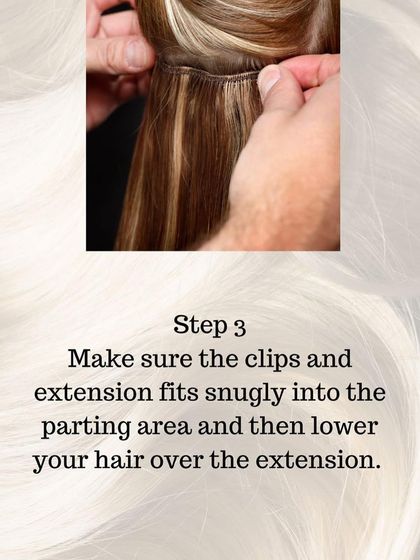 Step 3: Lower your own hair over the weft, ensuring the extension fits snugly and is completely covered.