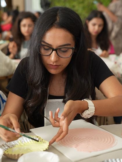 Another shot from our large-scale texture art workshop. We provide enough instructors for big groups to ensure everyone gets personal attention and guidance.