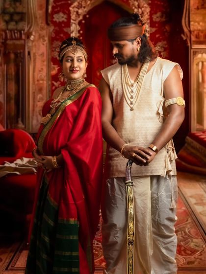 A candid moment of love and admiration between the royal couple in their palace setting.