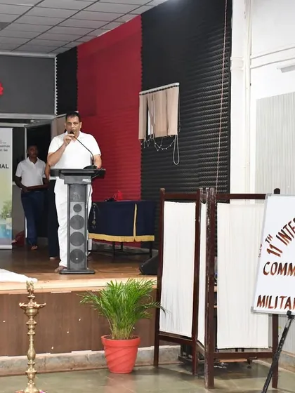 An instructor addressing the army jawans before the start of a yoga session in Goa. We always begin by setting the right intention for the practice.