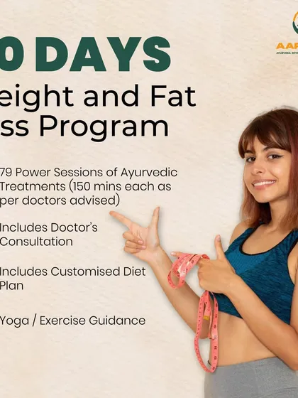 Our 30-day weight and fat loss program is not about quick fixes; it's about resetting your metabolism and creating sustainable health. We combine powerful Ayurvedic treatments, customized diet plans, and yoga guidance to help you lose weight naturally, improve digestion, and boost your energy levels from the inside out.