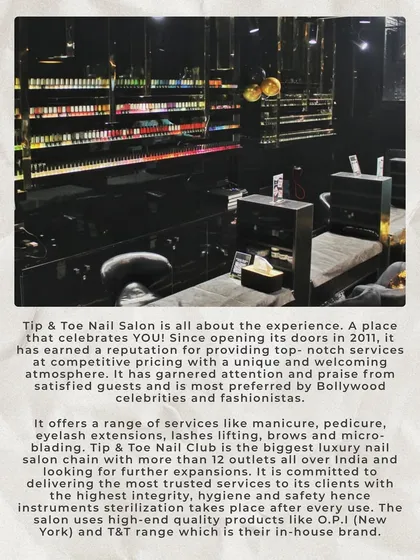 The Tip & Toe experience is all about celebrating you. Since 2011, I have been offering top-notch services in a unique atmosphere, making us a favorite among celebrities and fashionistas.