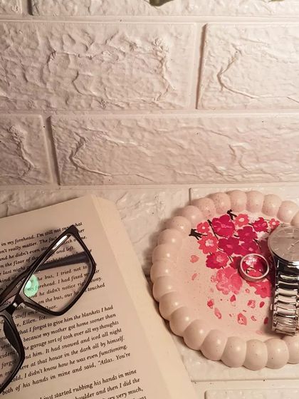 Why have a dull bedside table when you can brighten it with our handmade and hand-painted trays? This bubble tray features a custom cherry blossom design for a lovely customer.