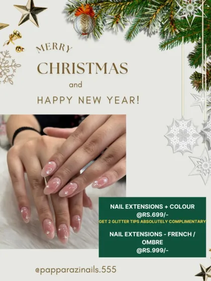 Our special Christmas and New Year offer. Get nail extensions with color or a classic French/Ombré at a great price.