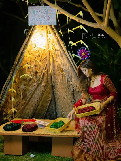 An interactive 'Balle Angadi' or bangle shop, became a delightful photo booth and activity corner. It’s these unique, personal touches that turn a party into a cherished memory for everyone.