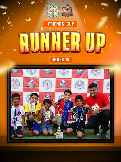 The Under-10 team with their runner-up trophy. It's all about gaining valuable match experience and having fun.