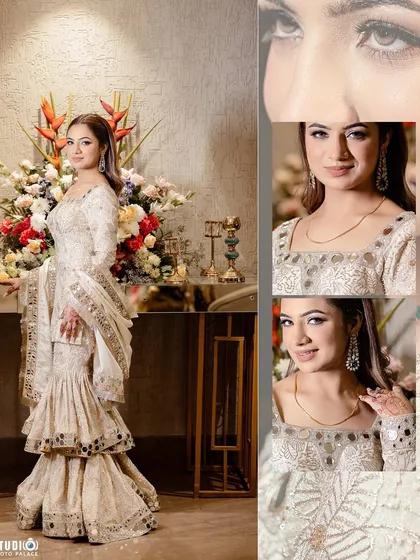 A beautiful collage of Maanvi's Roka, showing different angles and the overall elegance of her style.