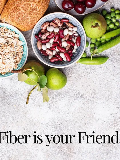 Tip #5 for managing PCOS: Fiber is your friend. Don't fear carbs, but focus on fiber-rich options like fruits, vegetables, and whole grains to regulate blood sugar and keep you feeling full.