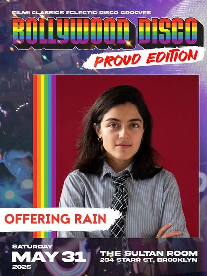 Showcasing Offering Rain, a multi-hyphenate artist of Gujarati and Ecuadorian heritage. I prioritize creating lineups that reflect the rich diversity of the queer diaspora.